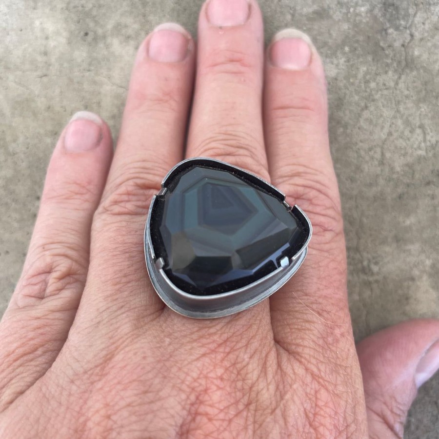 Jewelry Lisa Crowder Stone | Rainbow Obsidian Geometric Ring