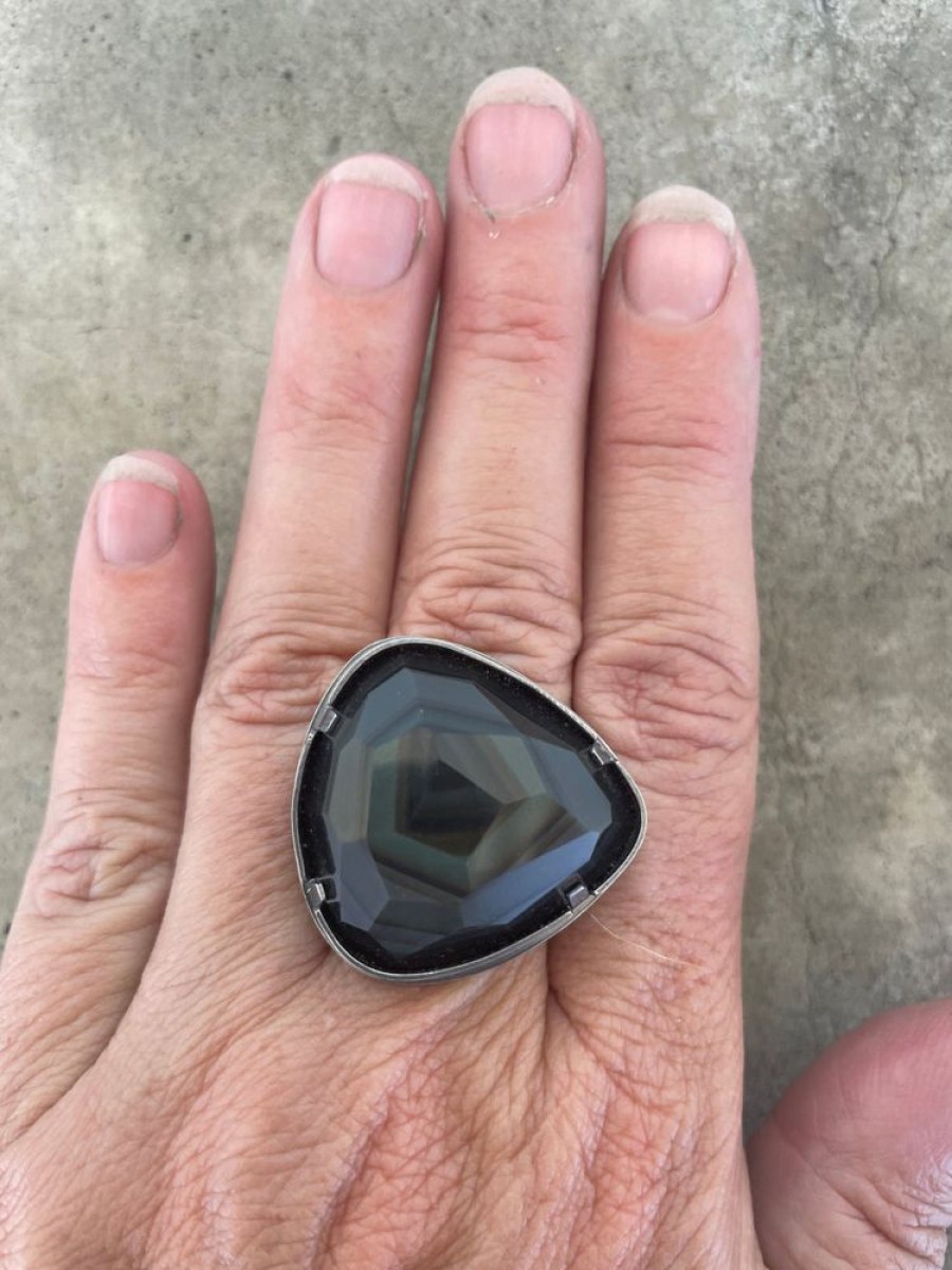 Jewelry Lisa Crowder Stone | Rainbow Obsidian Geometric Ring