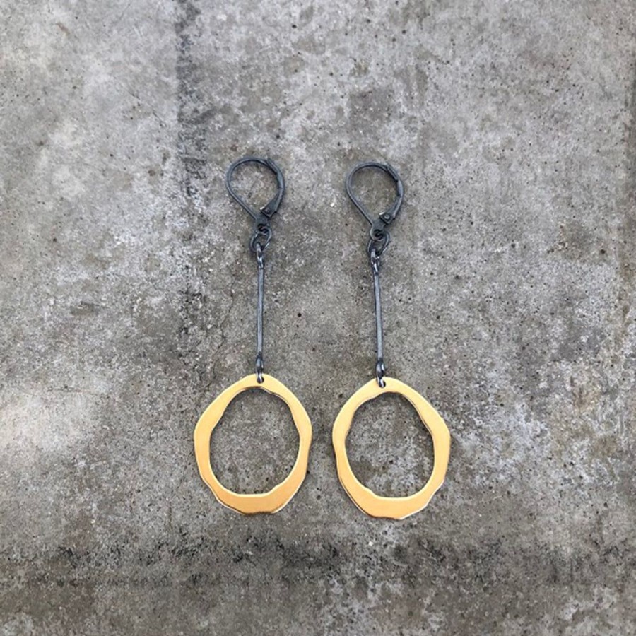 Jewelry Lisa Crowder Metal | Thin Rough Cut Bar Earring