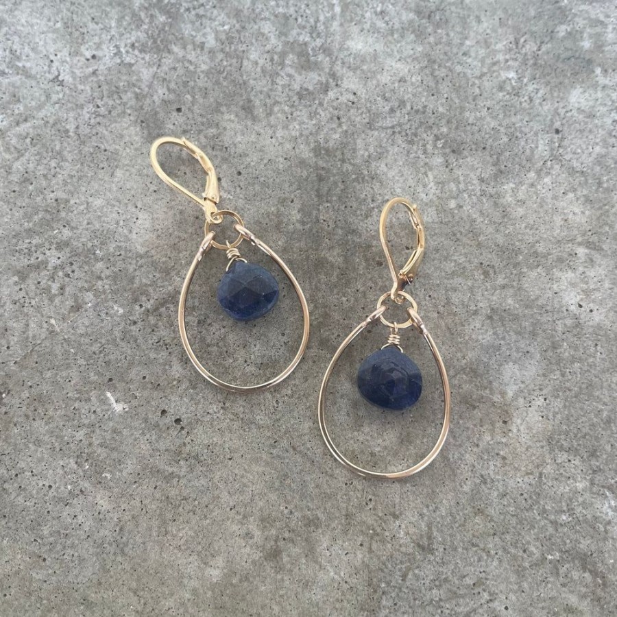 Jewelry Lisa Crowder Stone | Single Stirrup Earrings With Sapphire