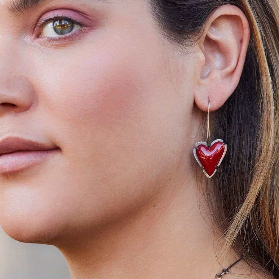 Jewelry Lisa Crowder Enamel | Enamel Heart Earring