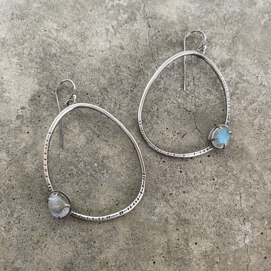 Jewelry Lisa Crowder Stone | Labradorite Hatch Hoops