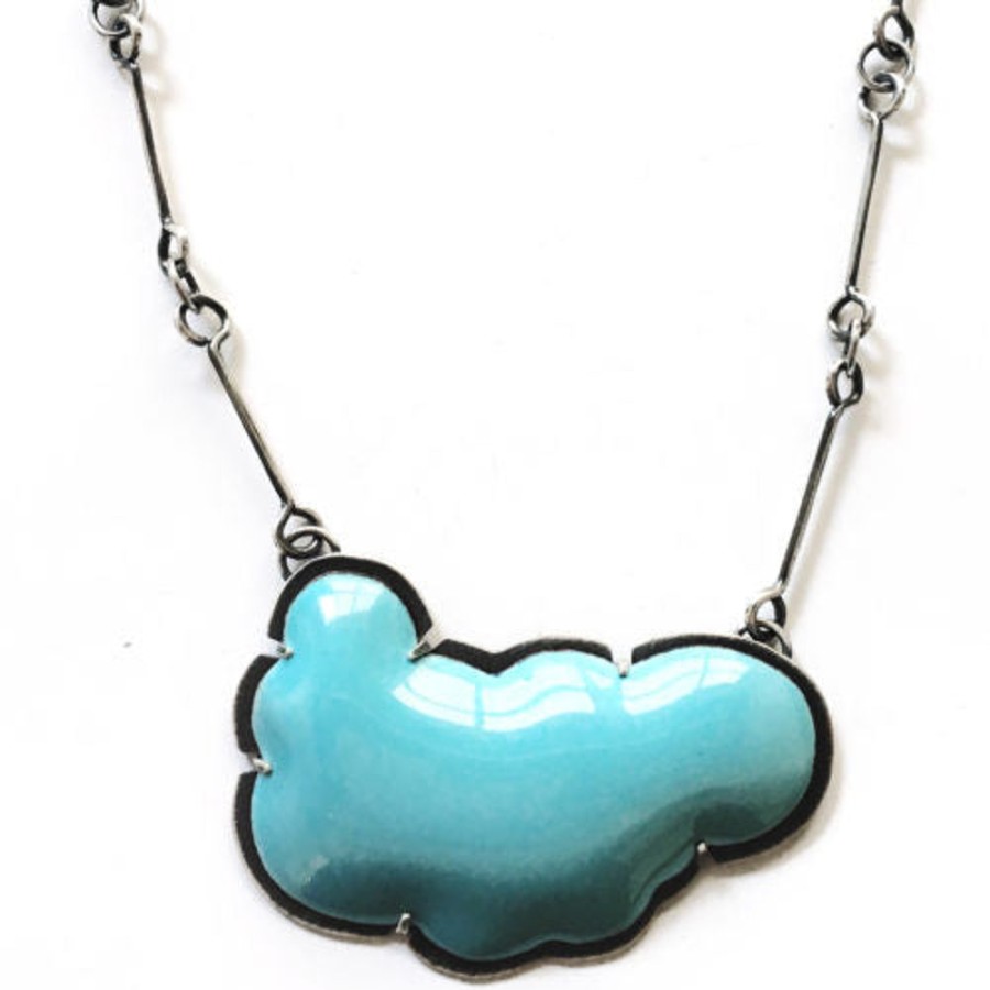 Jewelry Lisa Crowder Enamel | Large Blue Enamel Cloud Necklace