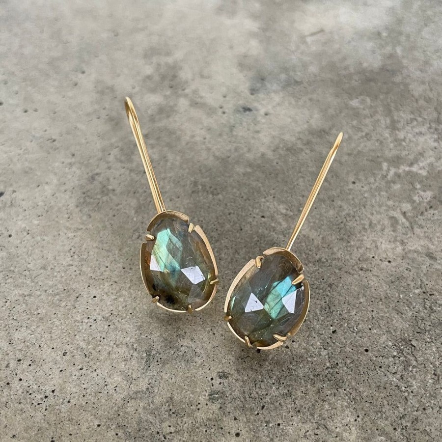 Jewelry Lisa Crowder Stone | Labradorite Drop Earrings-Vermeil