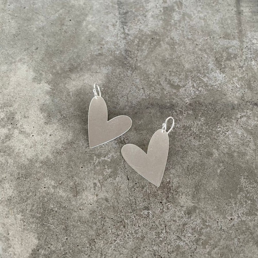 Jewelry Lisa Crowder Metal | Asymmetrical Heart Earrings (Short)