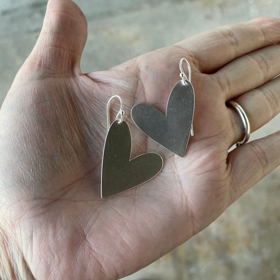 Jewelry Lisa Crowder Metal | Asymmetrical Heart Earrings (Short)