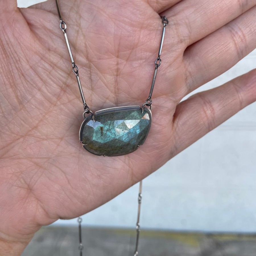 Jewelry Lisa Crowder Stone | Labradorite Horizontal Freeform Necklace