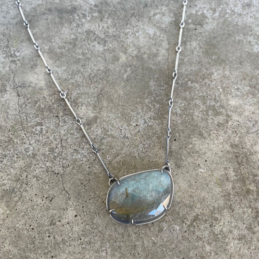 Jewelry Lisa Crowder Stone | Labradorite Horizontal Freeform Necklace