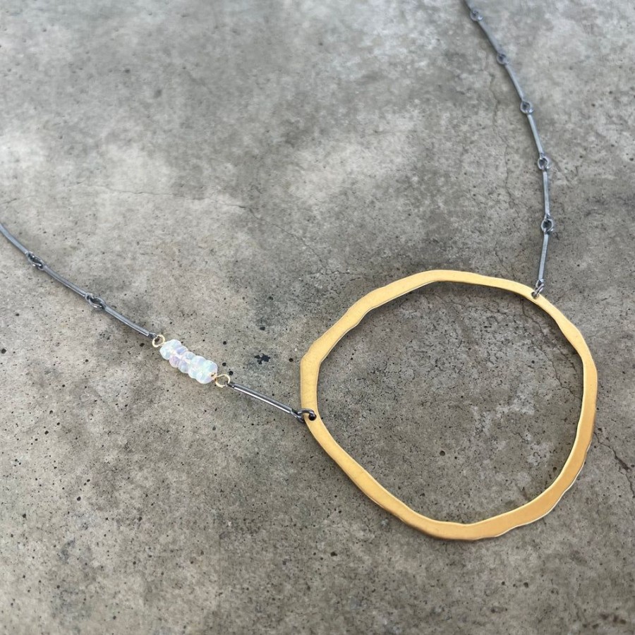 Jewelry Lisa Crowder Metal | Asymmetrical Gold Rough Cut And Opal Necklace