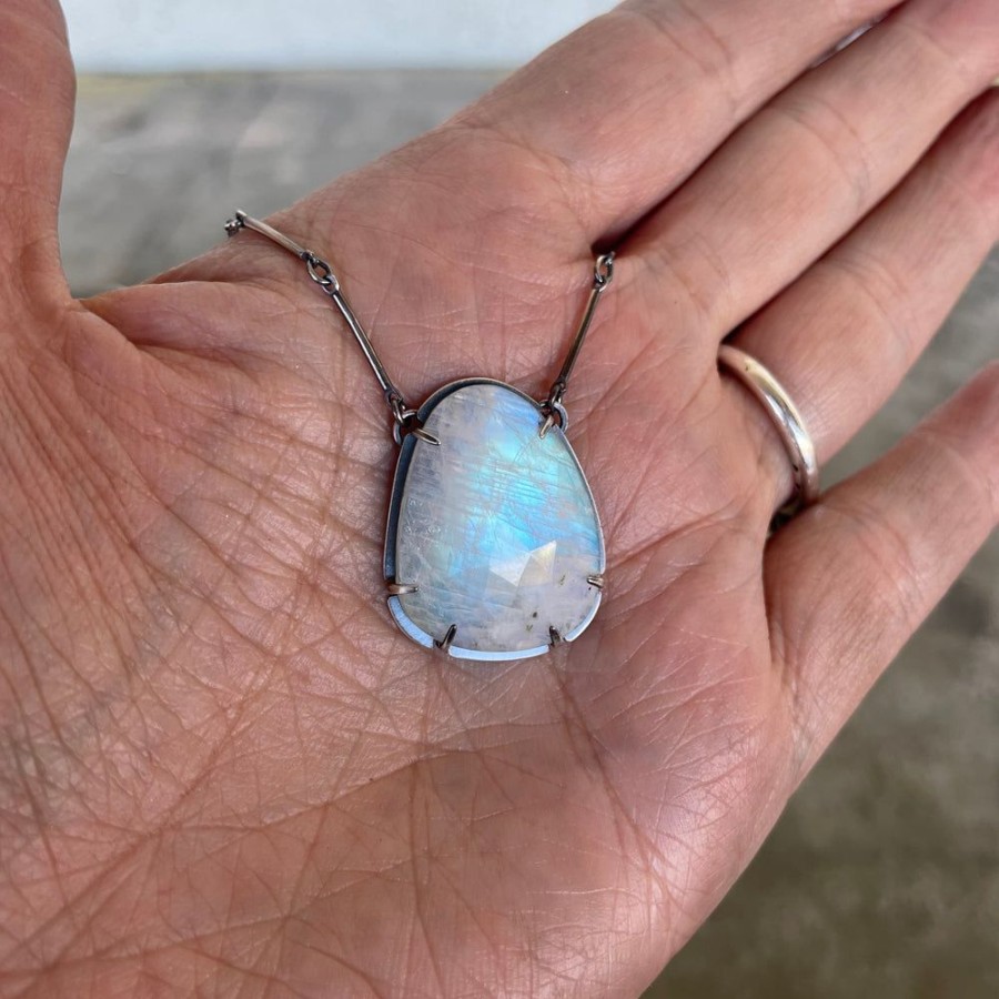 Jewelry Lisa Crowder Stone | Rainbow Moonstone Freeform Necklace