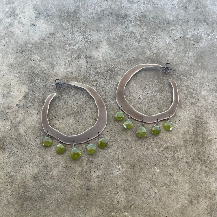 Jewelry Lisa Crowder Metal | Vesuvianite Rough Cut Hoops