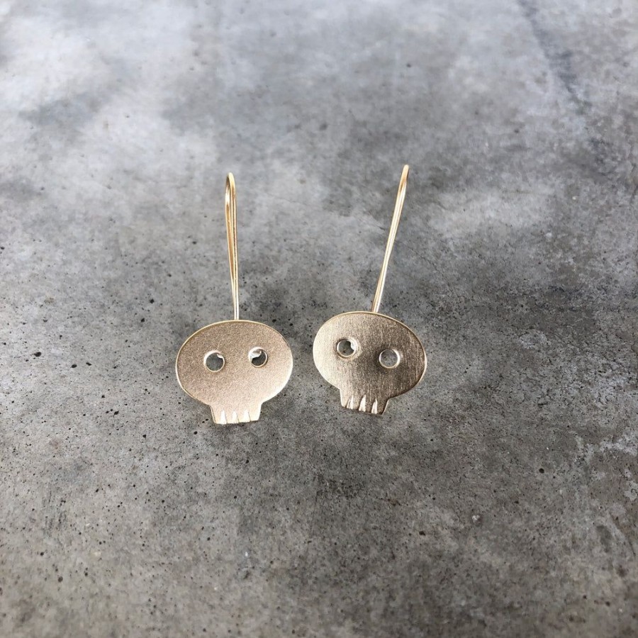 Jewelry Lisa Crowder Metal | Vermeil Skull Earrings