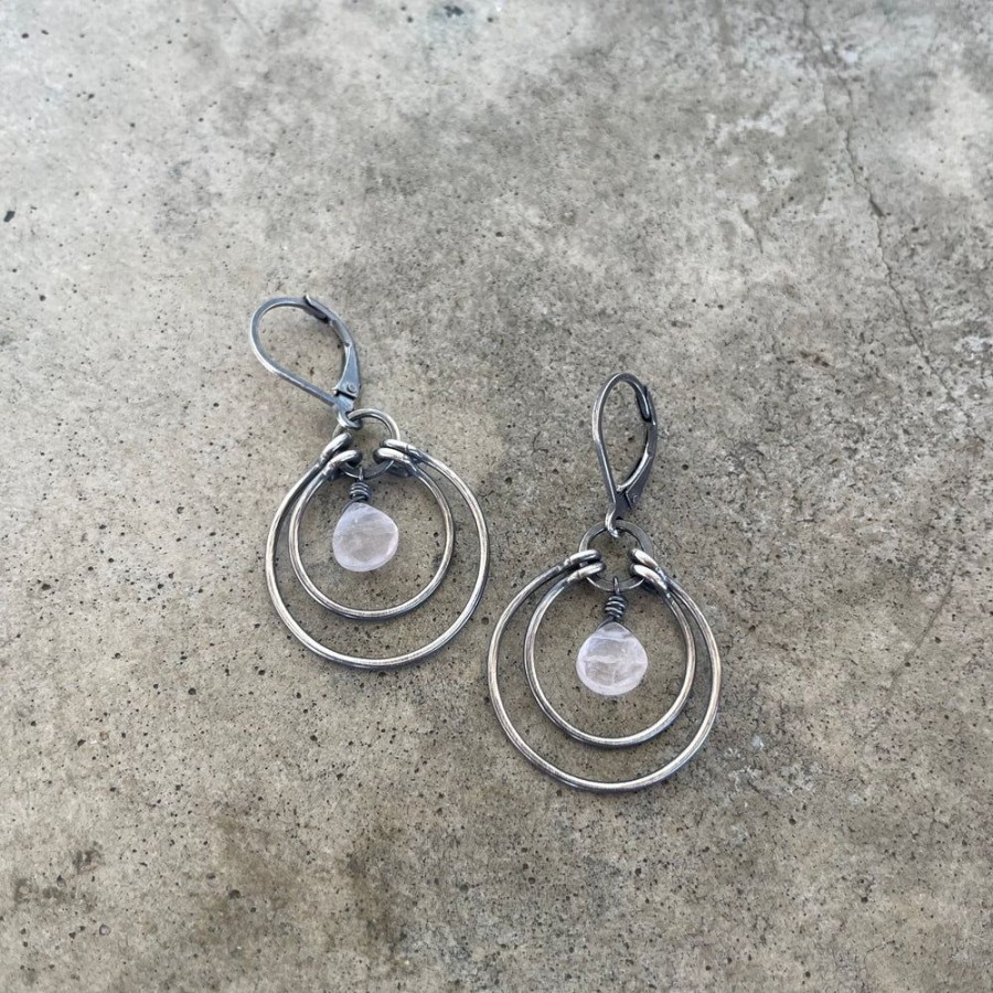 Jewelry Lisa Crowder Stone | Rose Quartz Double Stirrup Earrings