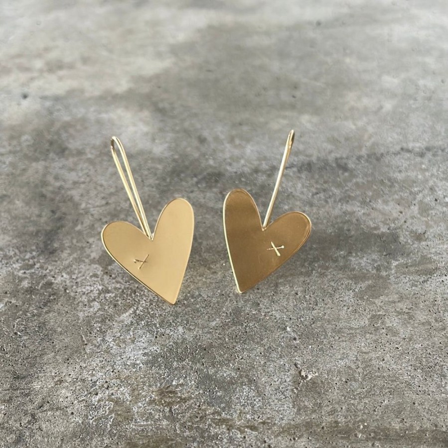 Jewelry Lisa Crowder Metal | Medium Asymmetrical Heart Earrings-Vermeil