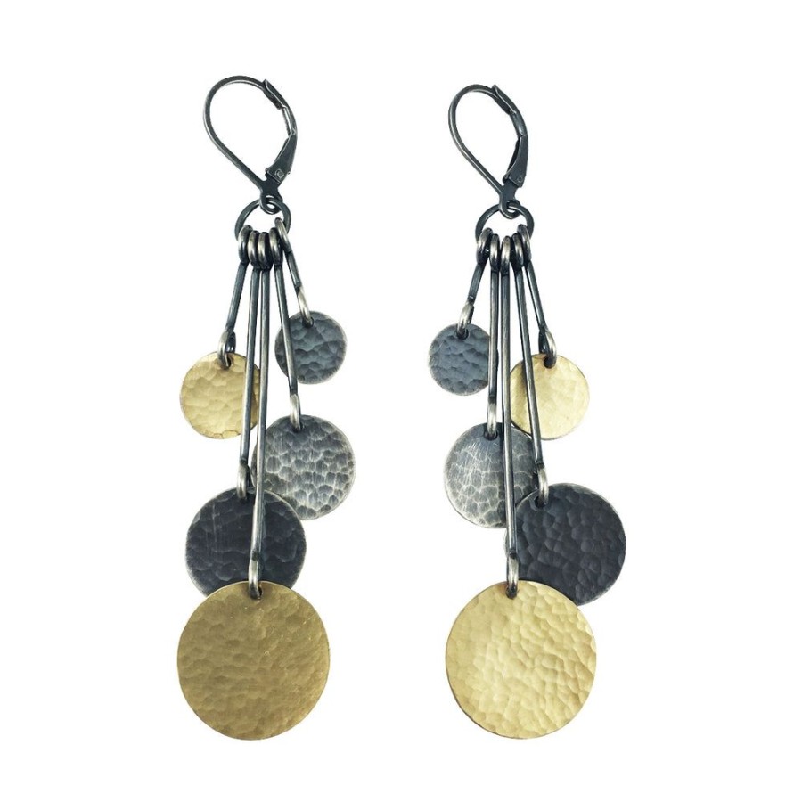 Jewelry Lisa Crowder Metal | Five Hammered Disc Earring