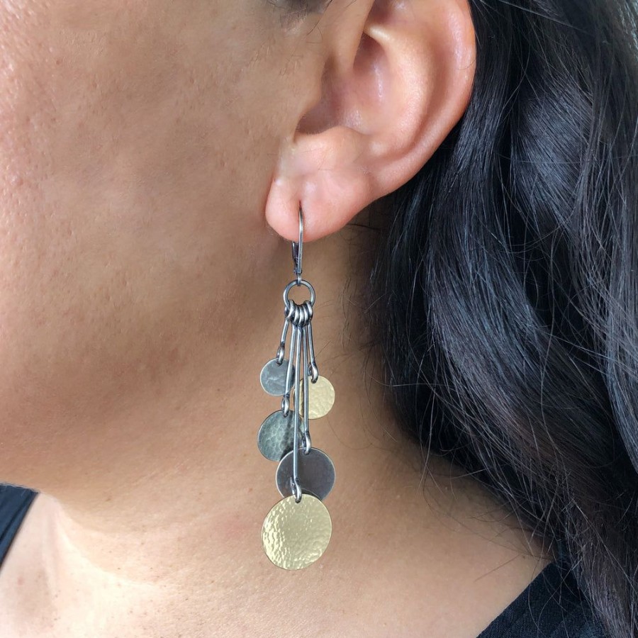 Jewelry Lisa Crowder Metal | Five Hammered Disc Earring