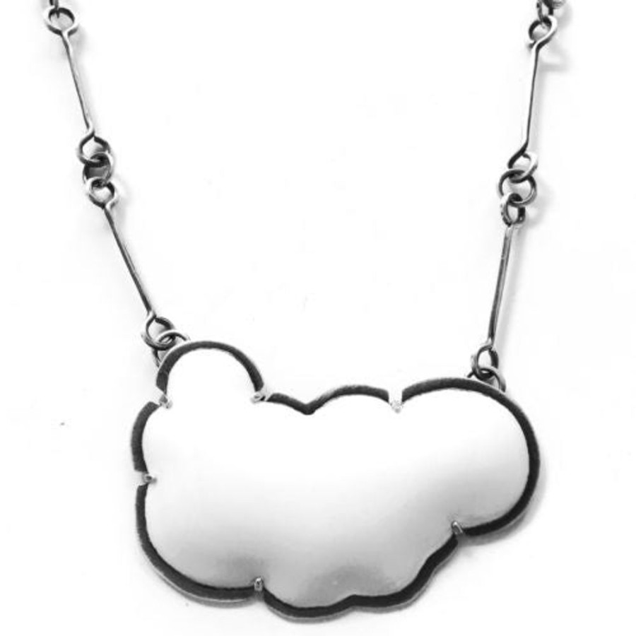 Jewelry Lisa Crowder Enamel | Large White Enamel Cloud Necklace