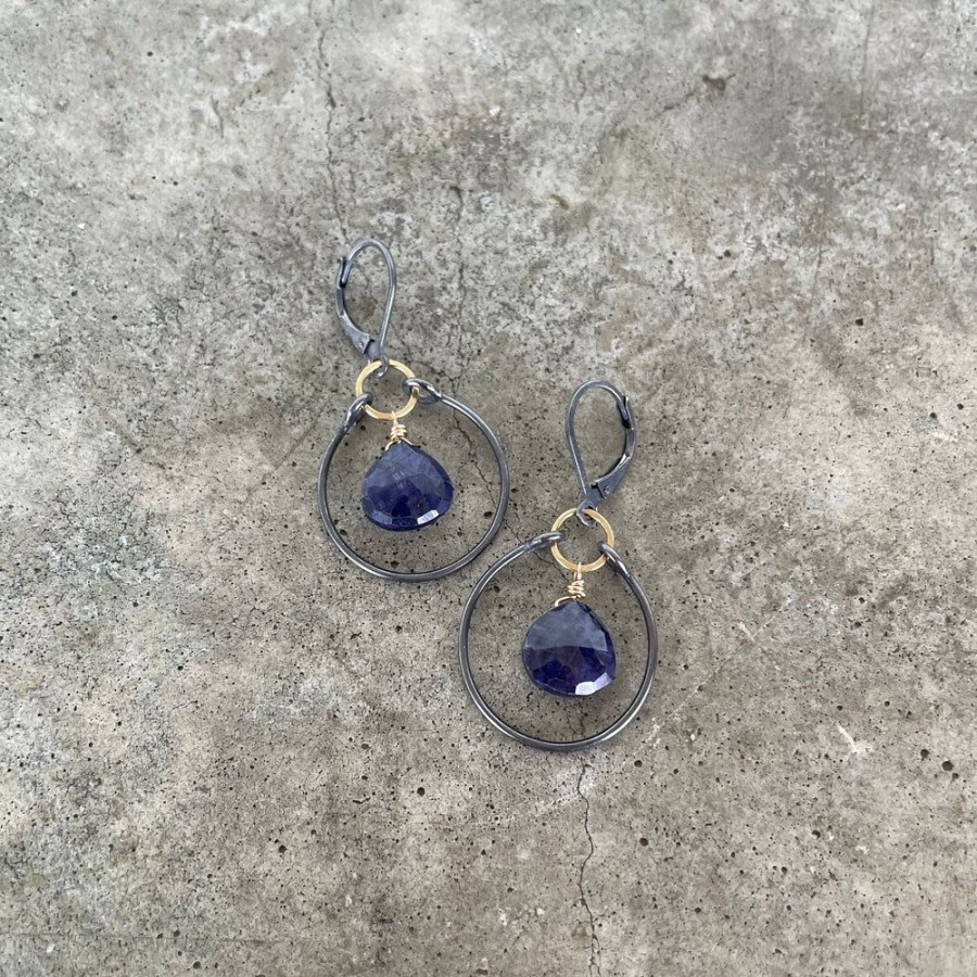 Jewelry Lisa Crowder Stone | Sapphire Stirrup Earrings-2 Tone