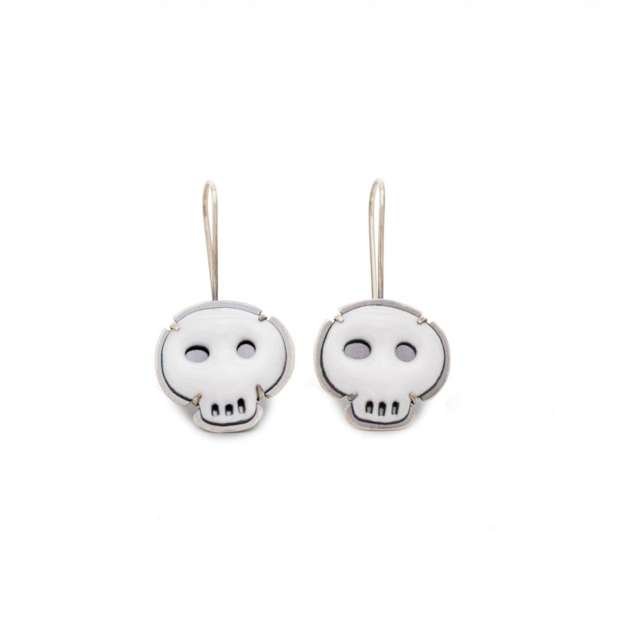 Jewelry Lisa Crowder Enamel | White Skull Earrings