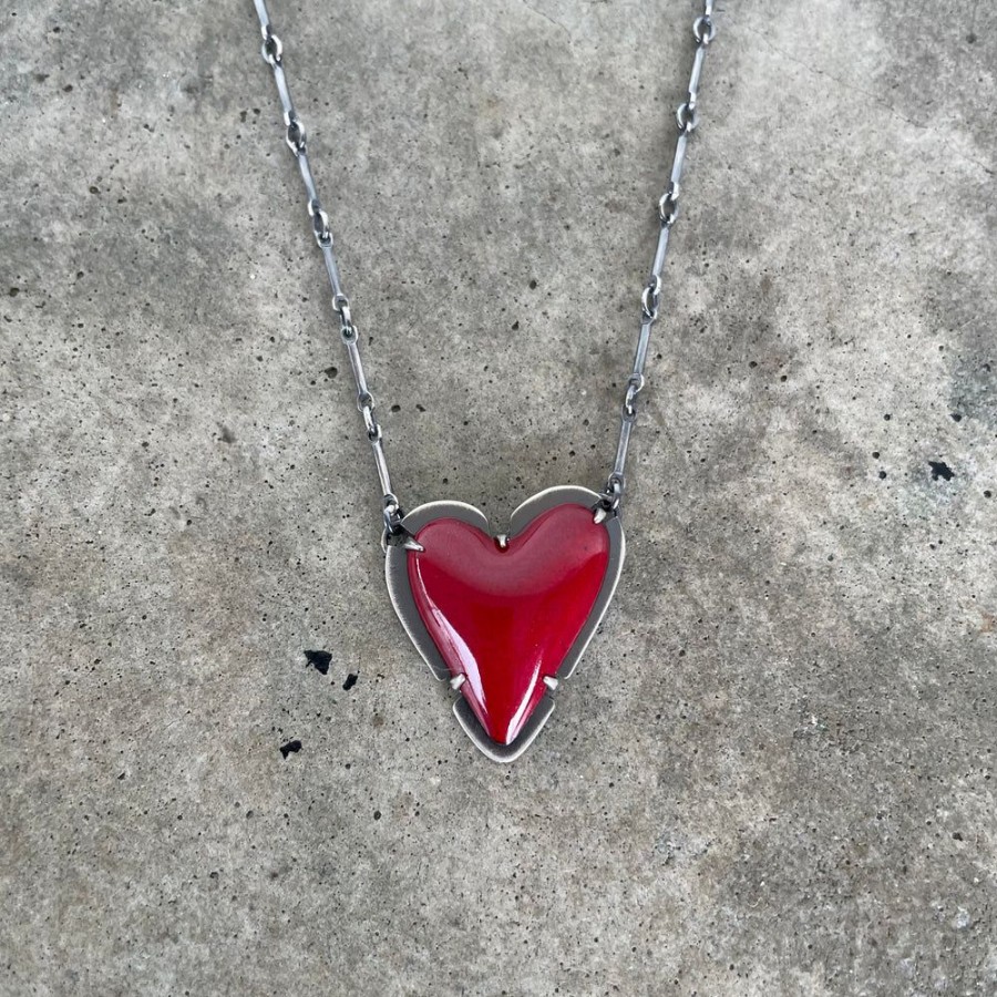 Jewelry Lisa Crowder Enamel | Enamel New Heart Necklace