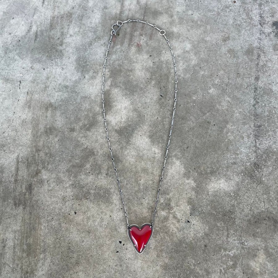 Jewelry Lisa Crowder Enamel | Enamel New Heart Necklace