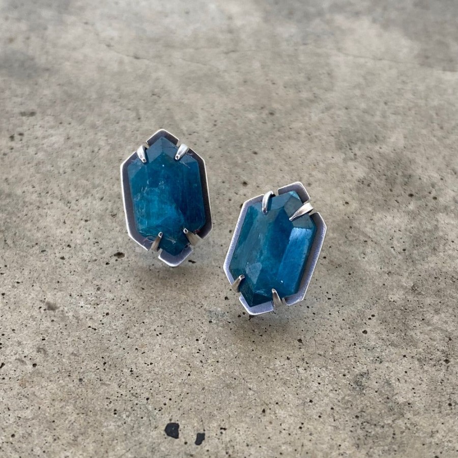 Jewelry Lisa Crowder Stone | Apatite Elongated Hexagon Post Earrings