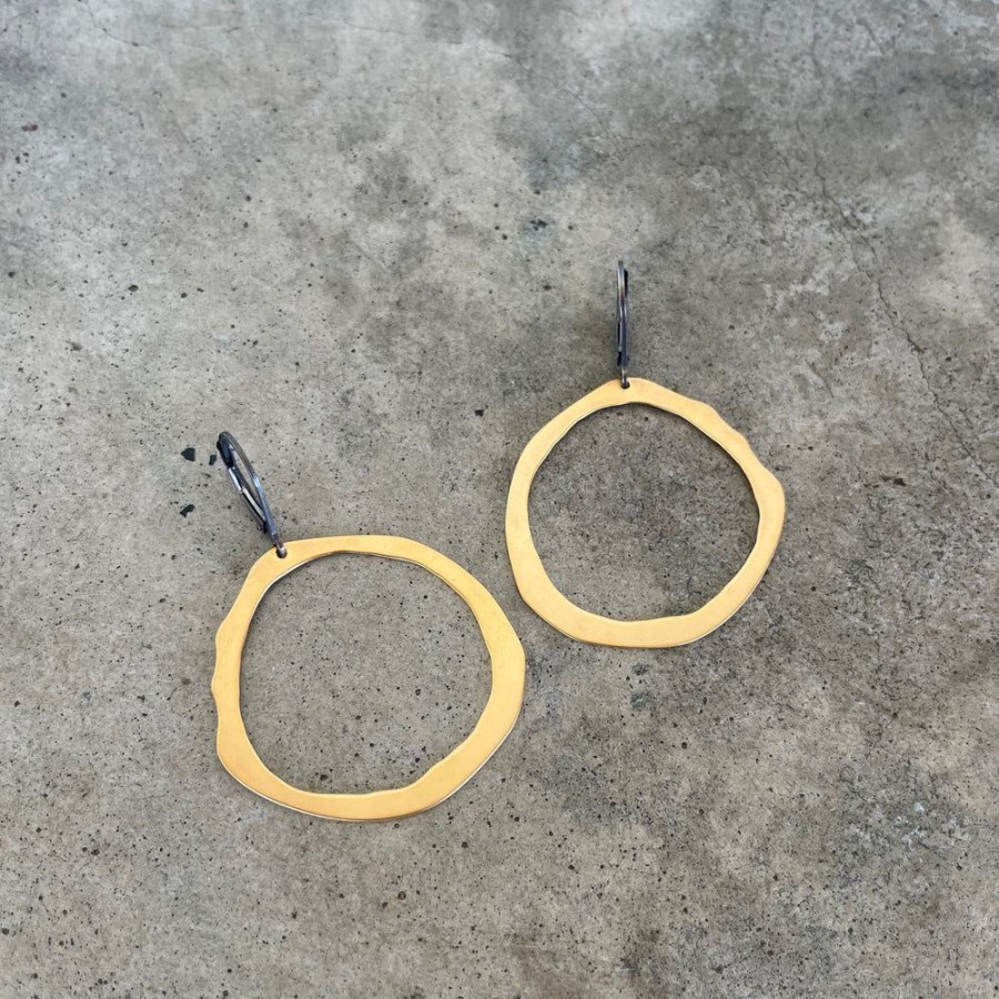 Jewelry Lisa Crowder Metal | Rough Cut Narrow Hoop Earrings