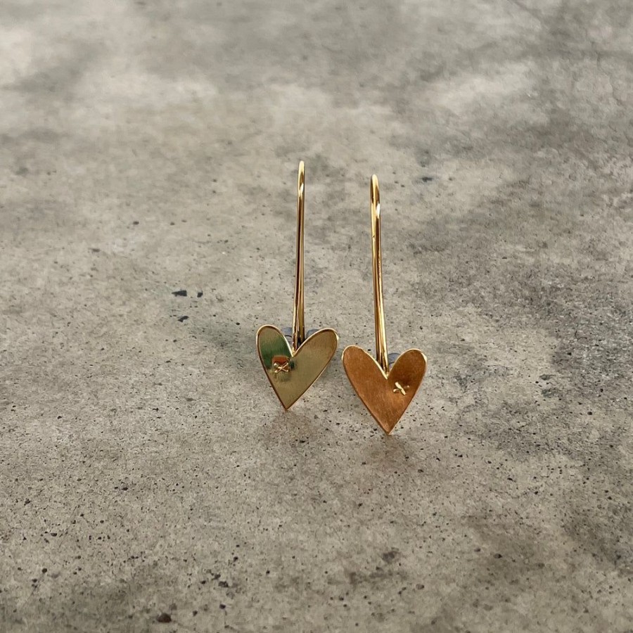 Jewelry Lisa Crowder Metal | Tiny Heart Drop Earrings