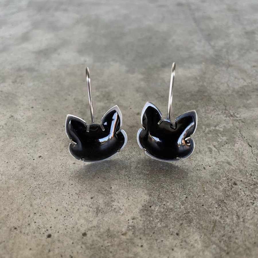 Jewelry Lisa Crowder Enamel | Black Cat Earrings