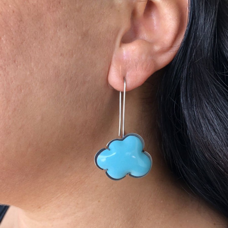 Jewelry Lisa Crowder Enamel | Blue Enamel Cloud Earrings