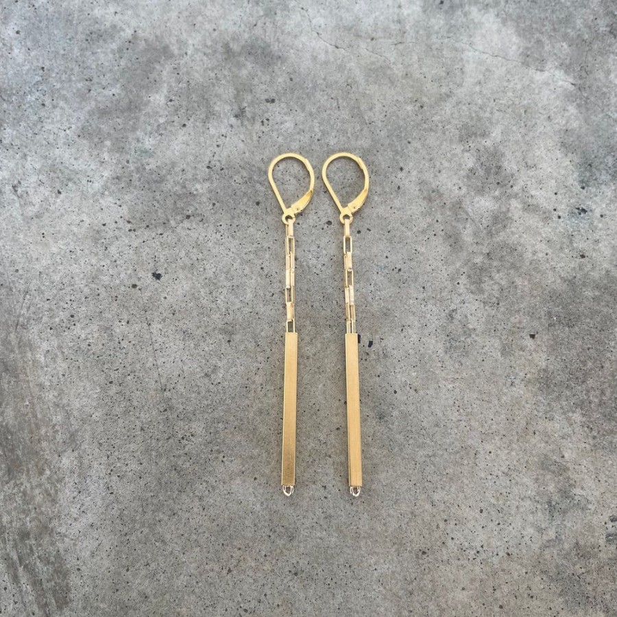 Jewelry Lisa Crowder Metal | Short Bar Earrings-Vermeil