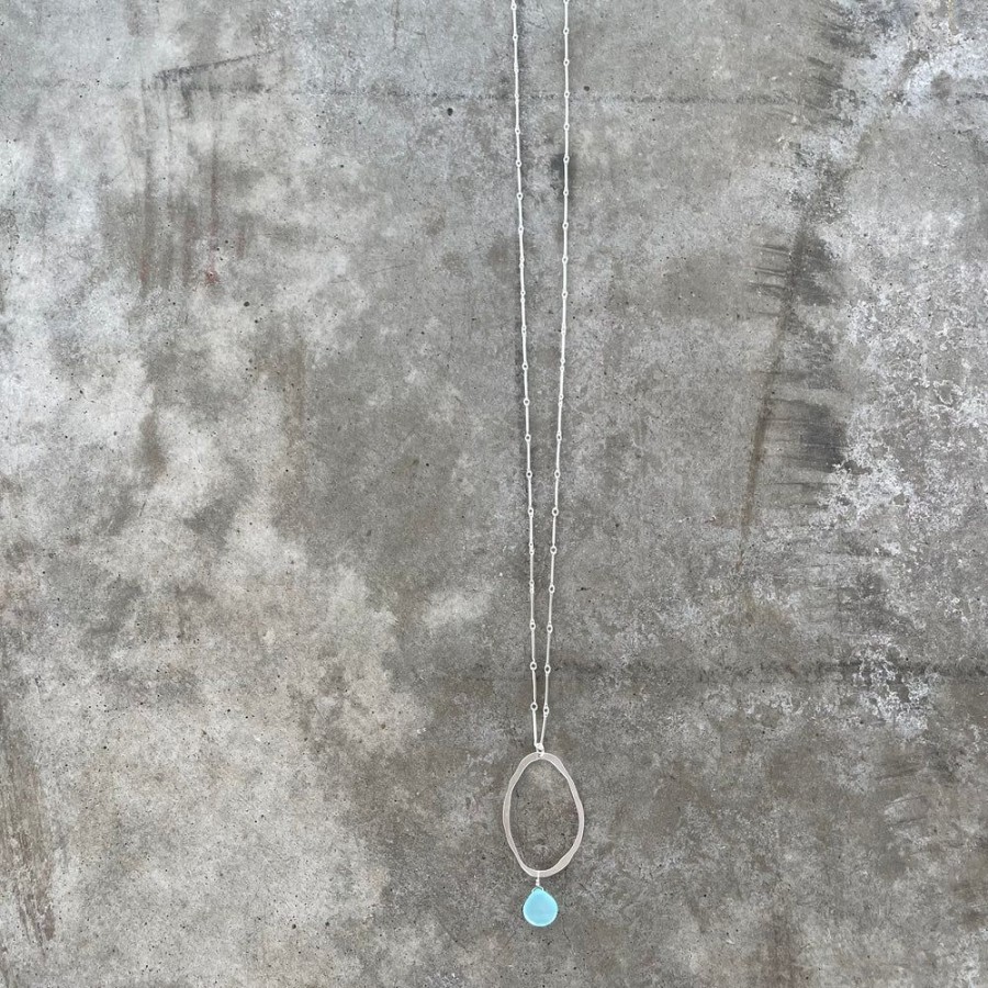 Jewelry Lisa Crowder Metal | Long Single Rough Cut Necklace With Stone