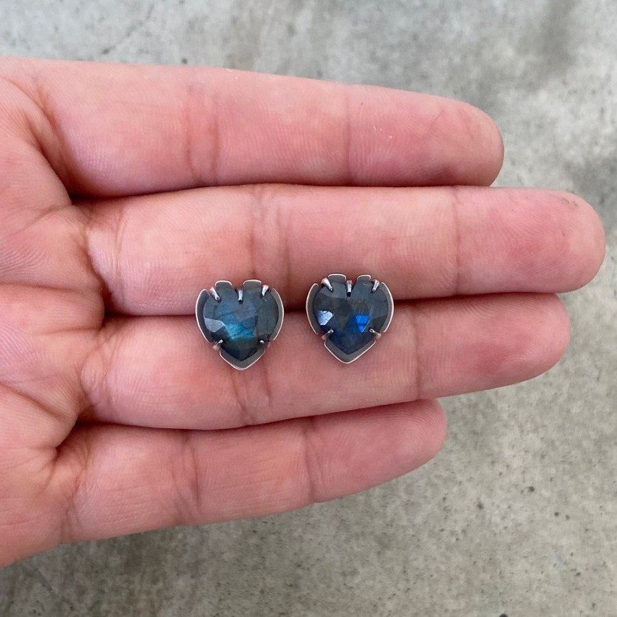 Jewelry Lisa Crowder Stone | Labradorite Heart Post Earrings