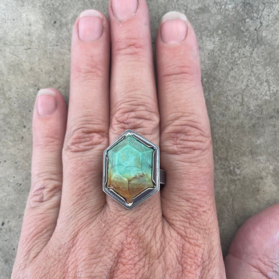 Jewelry Lisa Crowder Stone | Geometric Tall Turquoise Ring