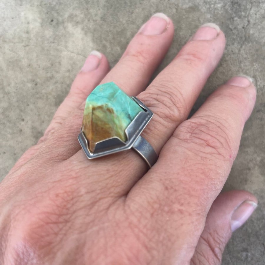 Jewelry Lisa Crowder Stone | Geometric Tall Turquoise Ring