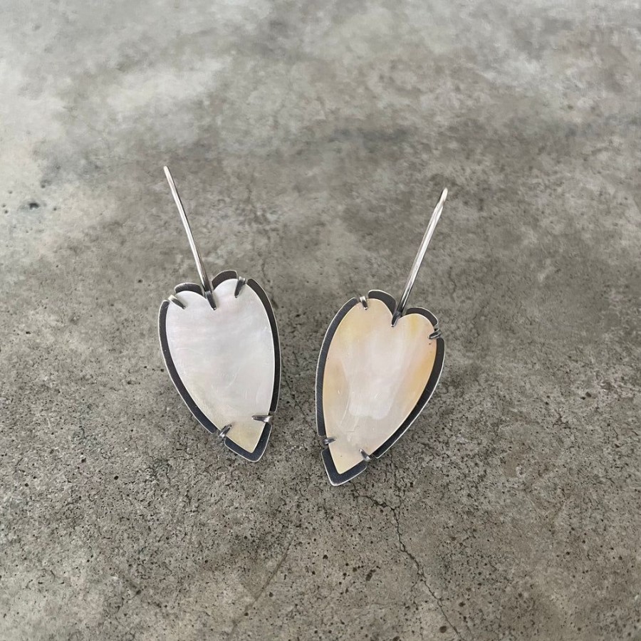 Jewelry Lisa Crowder Stone | Mother Of Pearl Heart Earrings