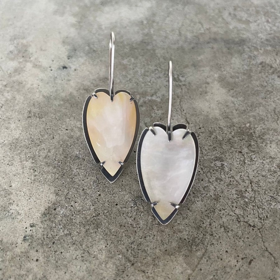 Jewelry Lisa Crowder Stone | Mother Of Pearl Heart Earrings