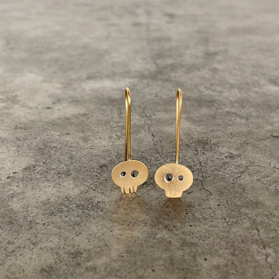 Jewelry Lisa Crowder Metal | Small Vermeil Skull Earrings