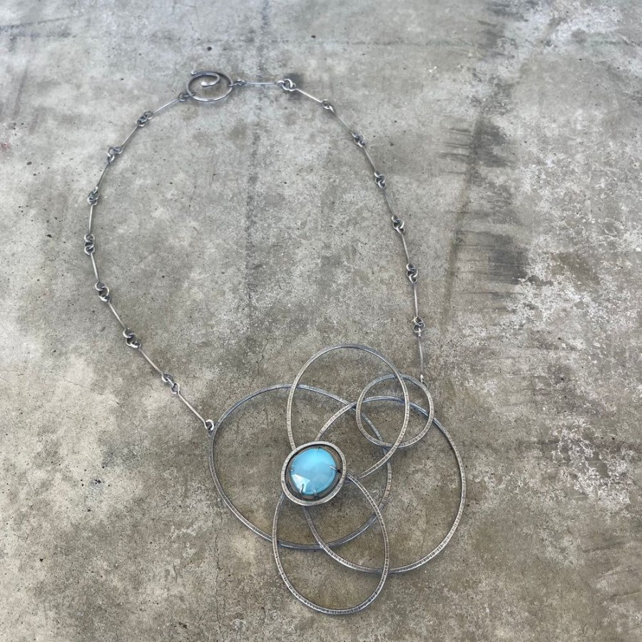 Jewelry Lisa Crowder Stone | Swirling Constellation Necklace With Aqua Chalcedony