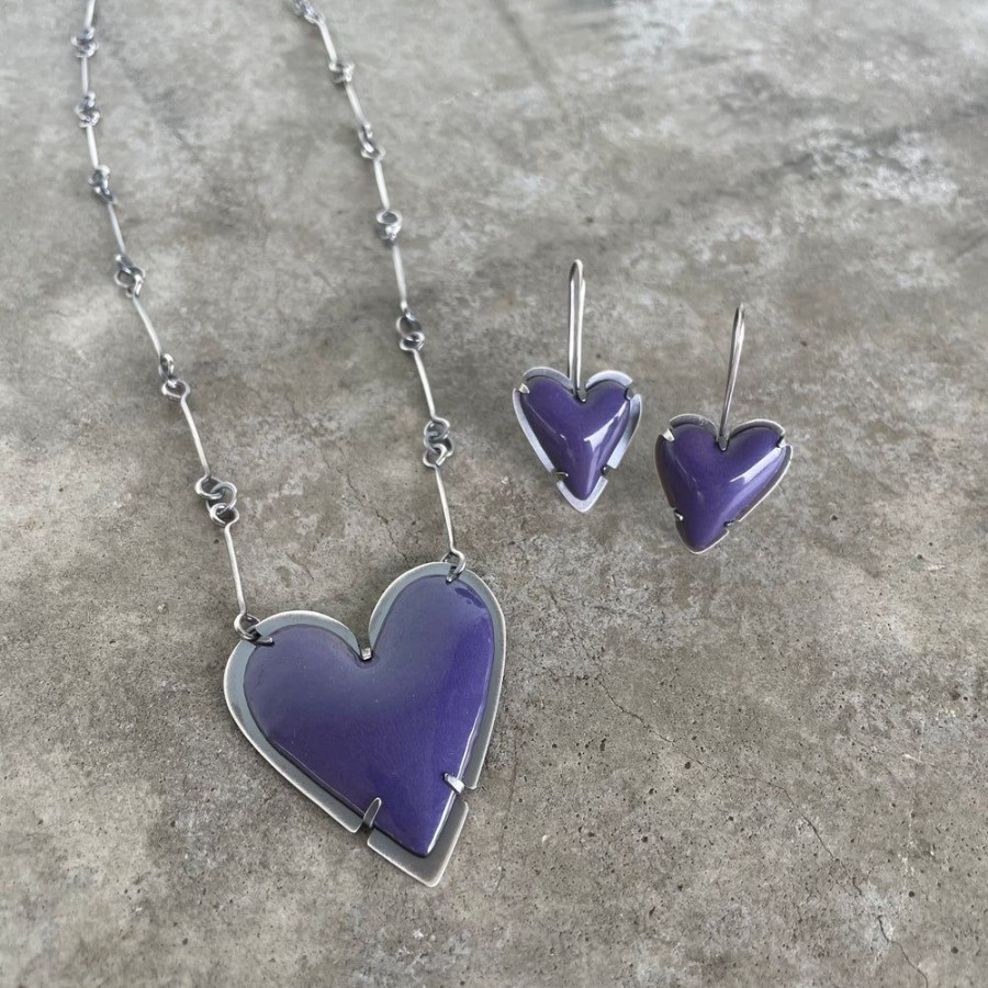 Jewelry Lisa Crowder Enamel | Large Enamel Heart Necklace