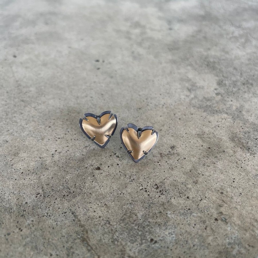 Jewelry Lisa Crowder Metal | Tiny Heart Post Earrings