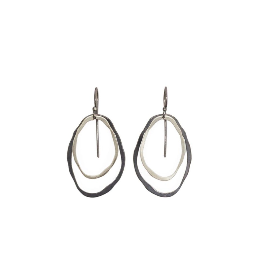 Jewelry Lisa Crowder Metal | Small Two Layer Thin Rough Cut Two-Tone Earrings