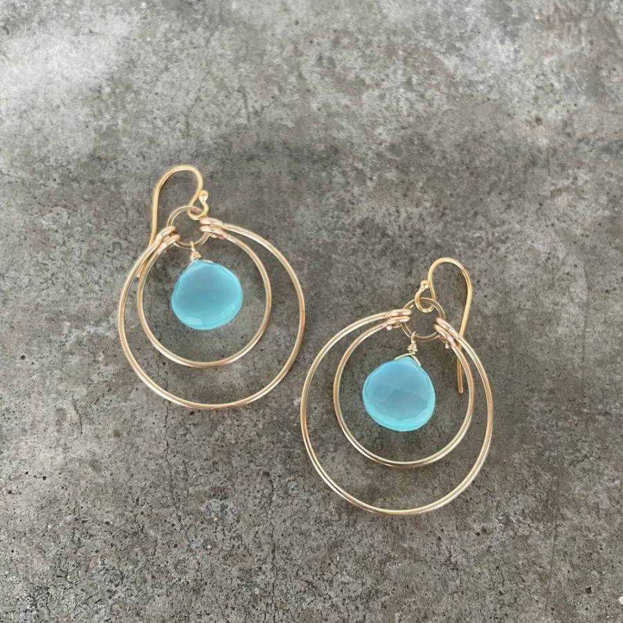 Jewelry Lisa Crowder Stone | Gold Double Hoop Stone Earrings