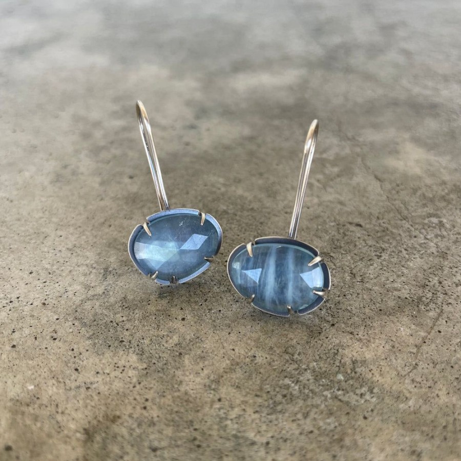 Jewelry Lisa Crowder Stone | Small Aquamarine Oval Earrings