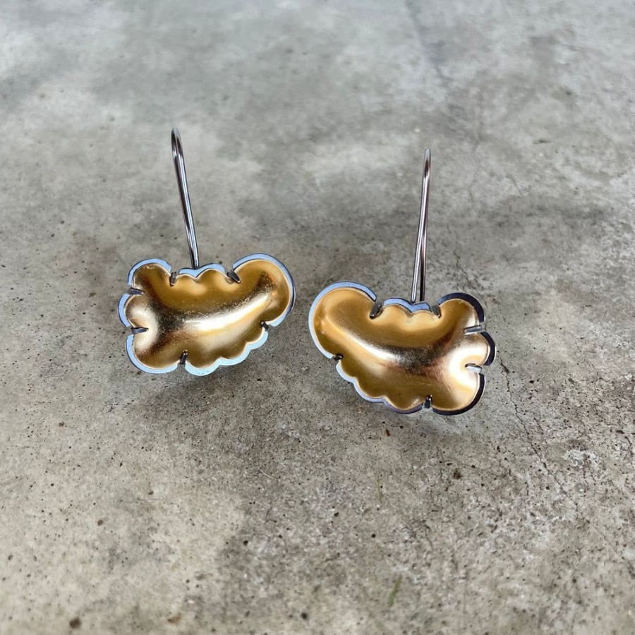 Jewelry Lisa Crowder Metal | Medium Cloud Earrings-Gold