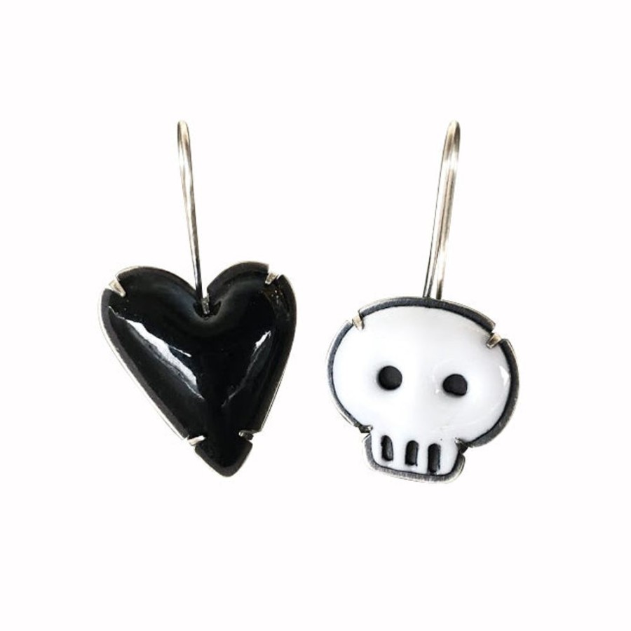 Jewelry Lisa Crowder Enamel | Mismatch Heart And Skull Earrings