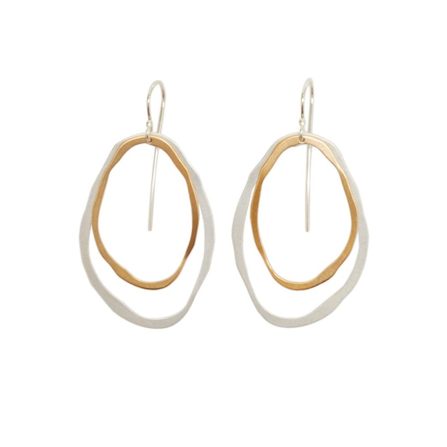 Jewelry Lisa Crowder Metal | Large Two Layer Thin Rough Cut Two-Tone Earring