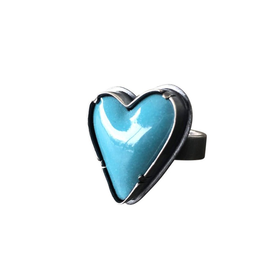 Jewelry Lisa Crowder Enamel | Turquoise Enamel Heart Ring