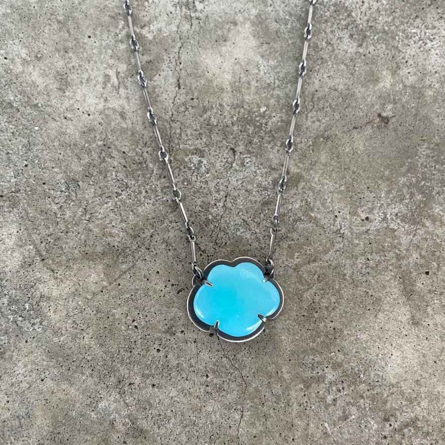 Jewelry Lisa Crowder Stone | Tiny Aqua Chalcedony Cloud Necklace