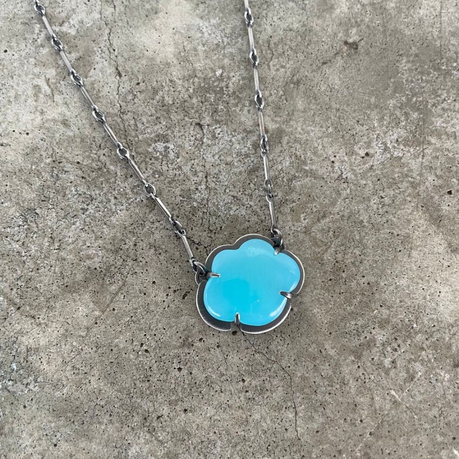 Jewelry Lisa Crowder Stone | Tiny Aqua Chalcedony Cloud Necklace